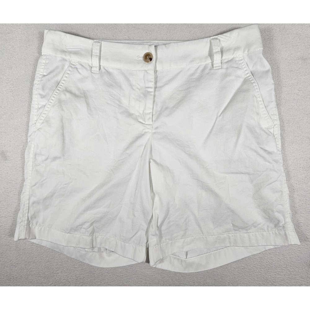 J.Crew Womens White Cotton Chino Short Size 6 Style B0201 Summer Casual Mid Rise